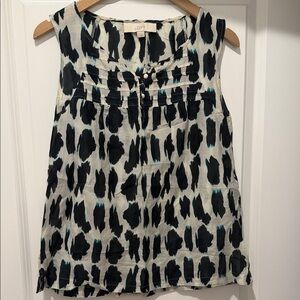 LOFT Navy and Cream Sleeveless Blouse